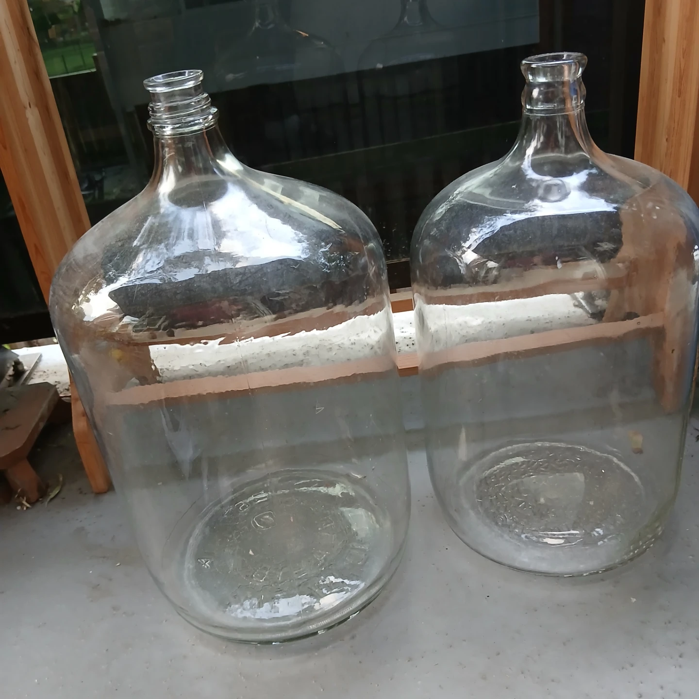 Two Vintage 6.5 /6 Gallon Glass Carboys