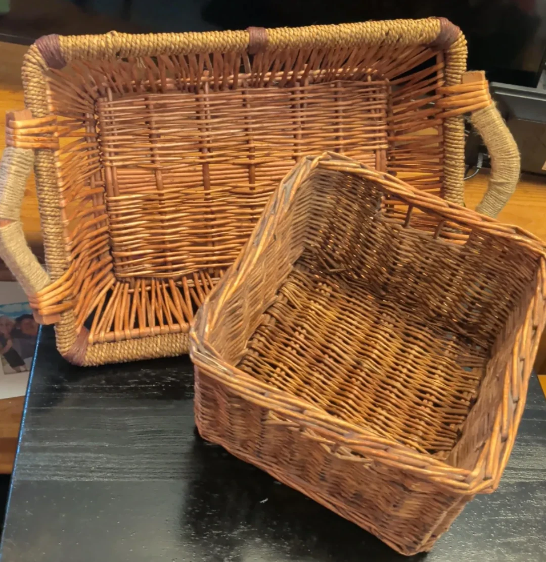 Set of Two Woven Wicker Baskets