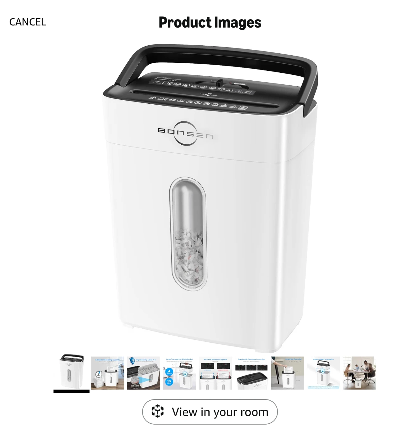 Bonsen 8-Sheet Shredder with 4 Gallon Wastebasket