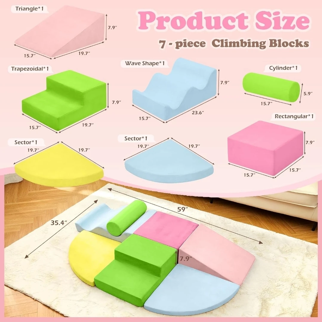 Climbing Toys, 7-Piece Kids Climbing Blocks, Soft Foam Blocks - photo 4