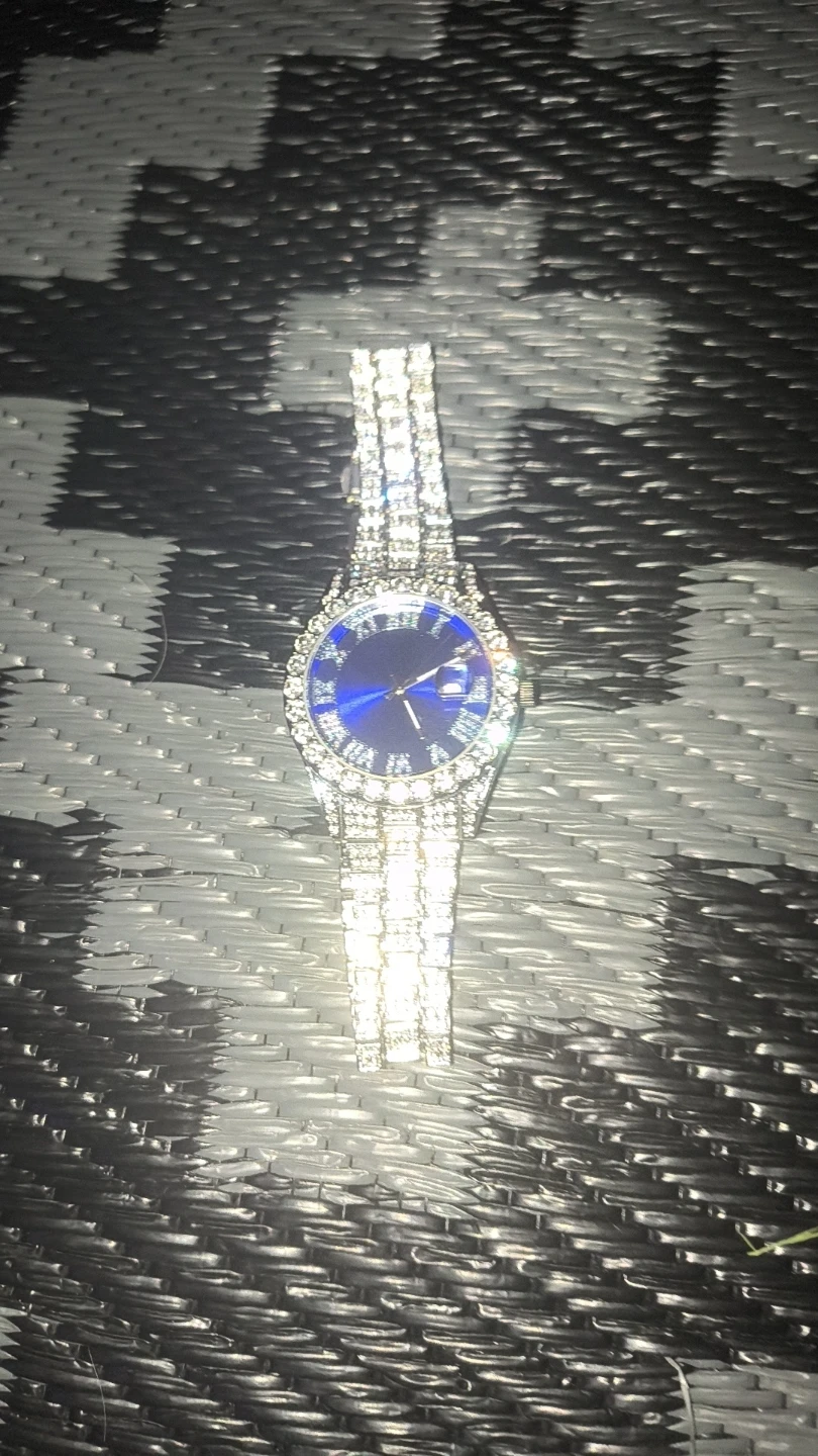 Mosnite Iced Out Blue Dial Watch - photo 3