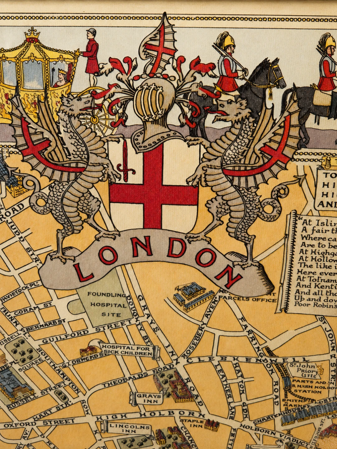 Vintage Framed 1938 reproduction of Children's Map of London - photo 3