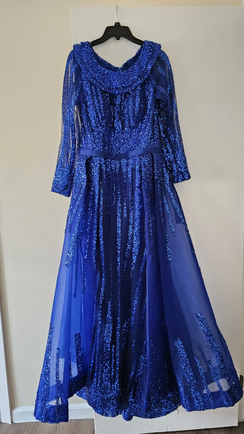 Royal Blue Sequin Evening Gown - photo 2
