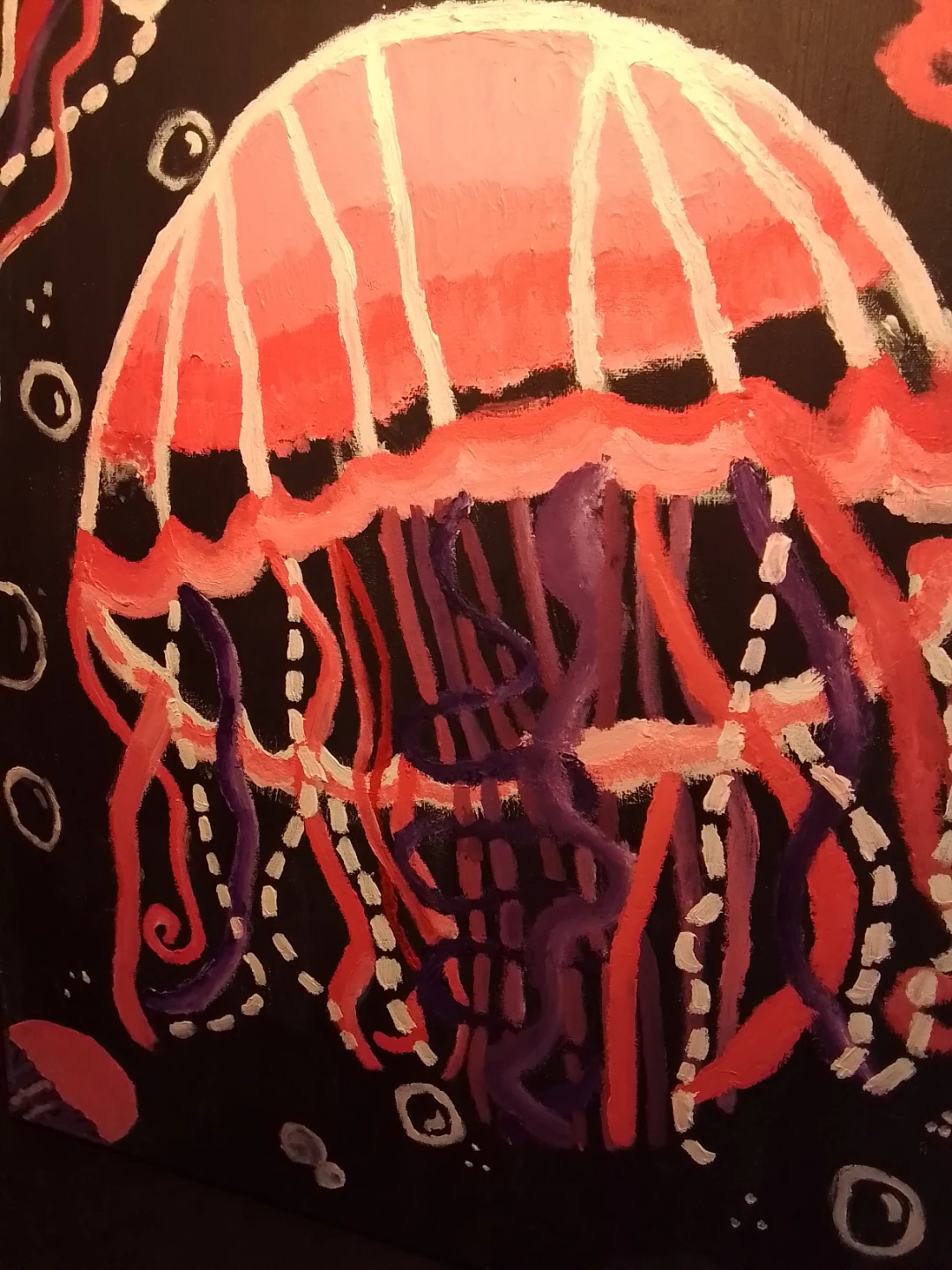 Original 18x24" Neon Jellyfish Acrylic Canvas Painting - photo 2