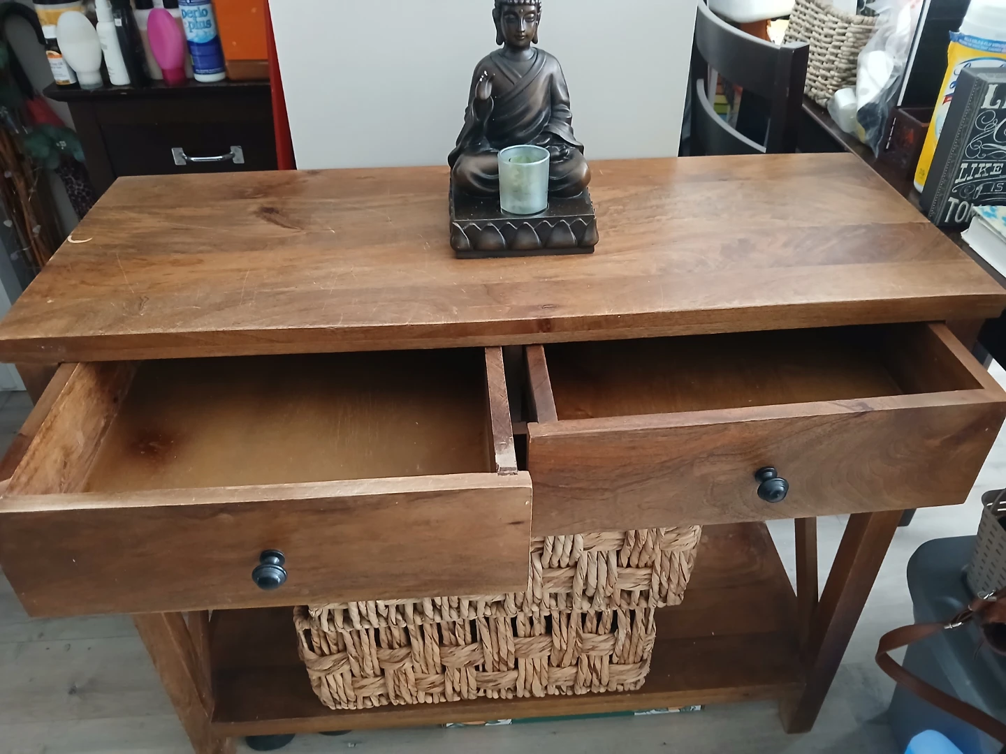 Rustic Wood Console Table with Storage - photo 2