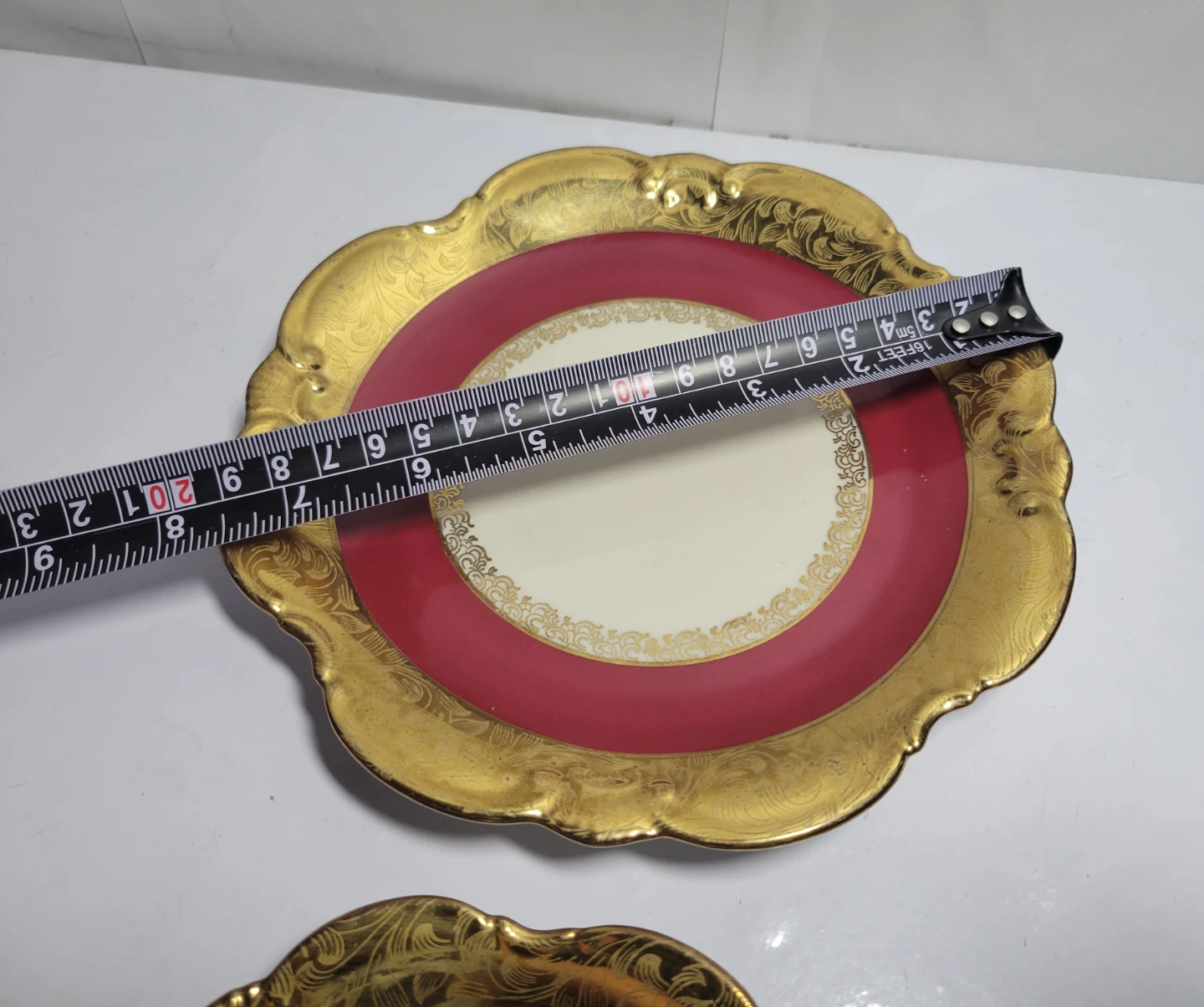 Vintage Gold and Maroon Teacup, Saucer & dessert plate Set - photo 3