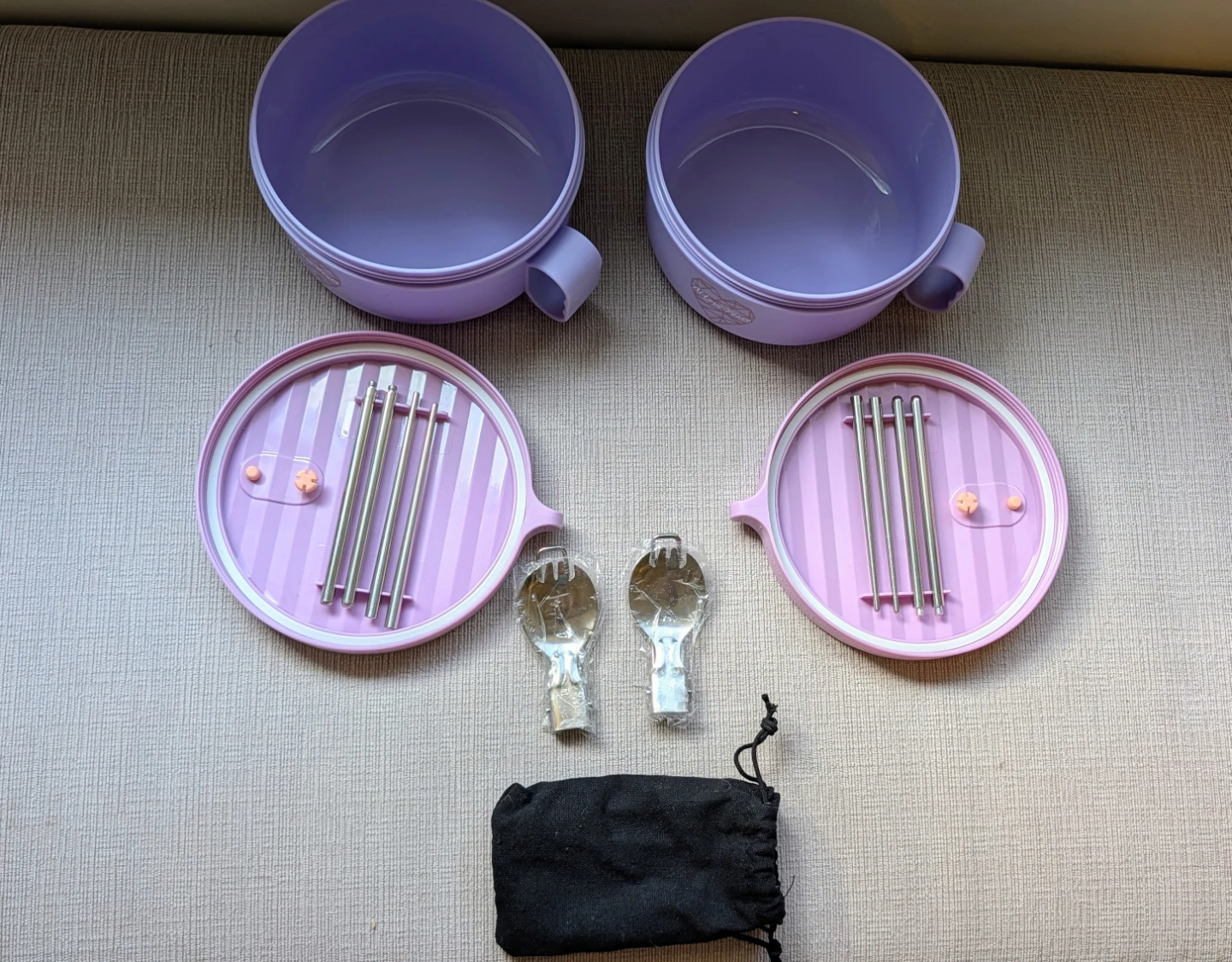 Brand New Set of Two Ai Love Peace Purple Noodle Bowls - photo 2