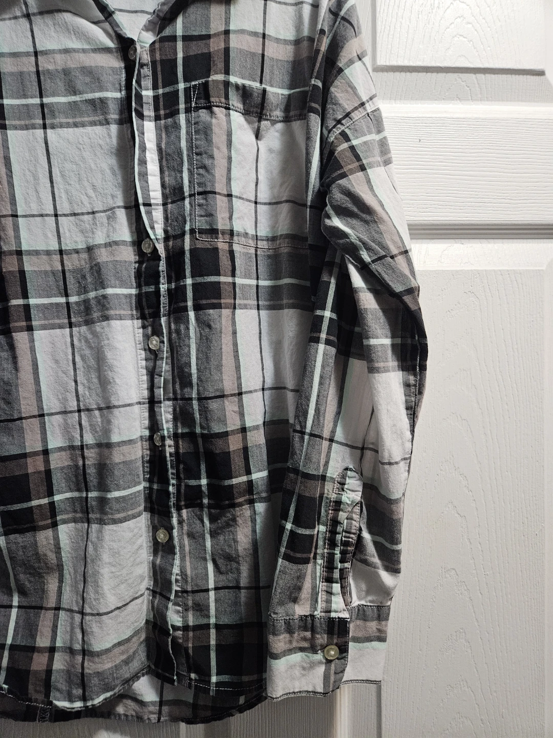 Women's Navy Boyfriend Plaid Shirt - photo 2