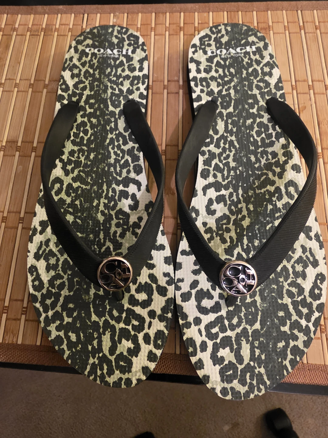 Coach Alessa Flip Flops Leopard Print