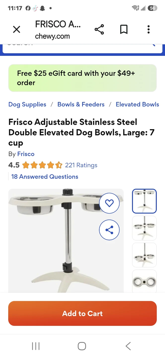 Frisco Adjustable Stainless Steel Double Elevated Dog Bowls