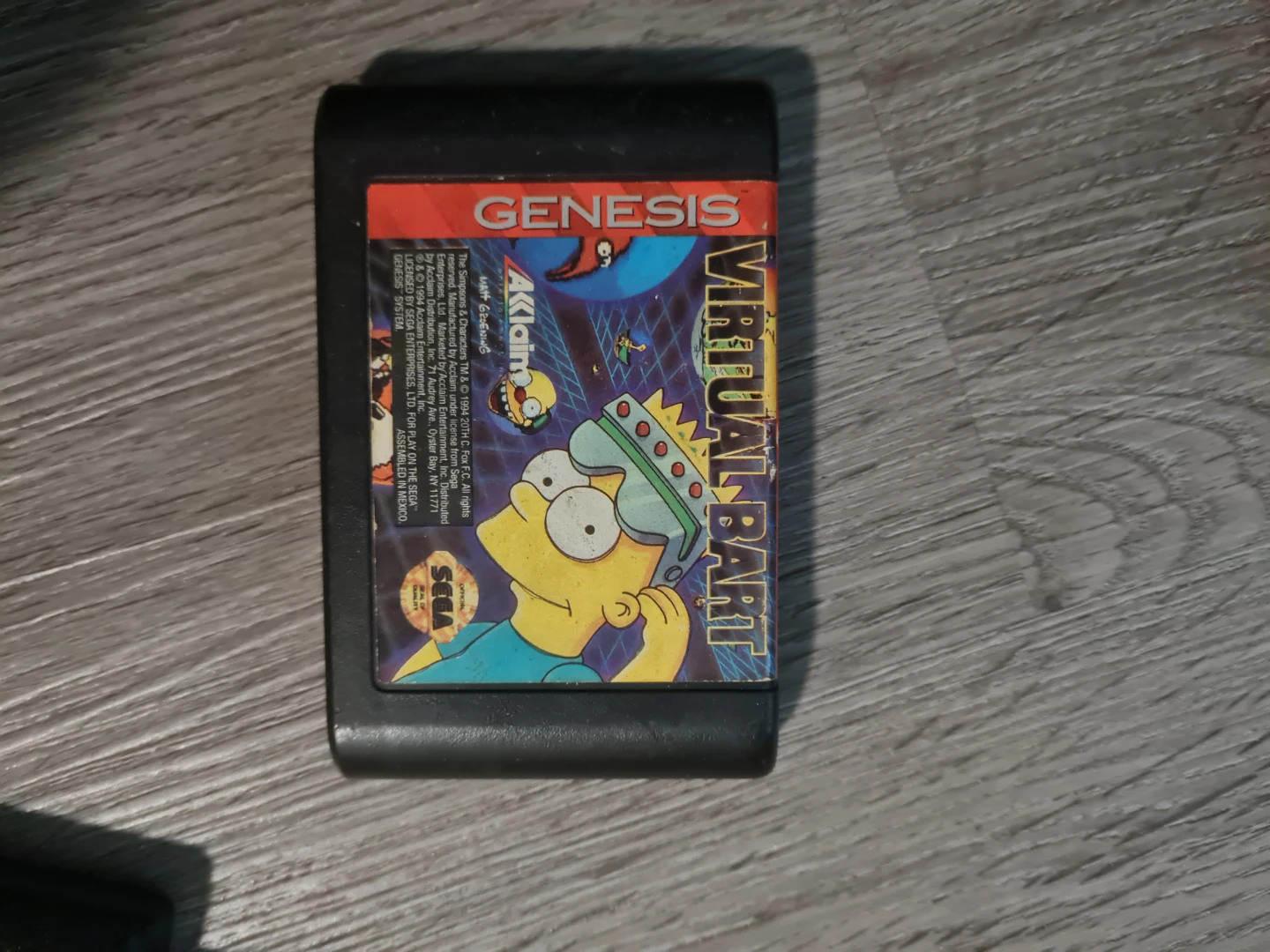 The Simpsons Virtual Bart Sega Genesis Video Game
