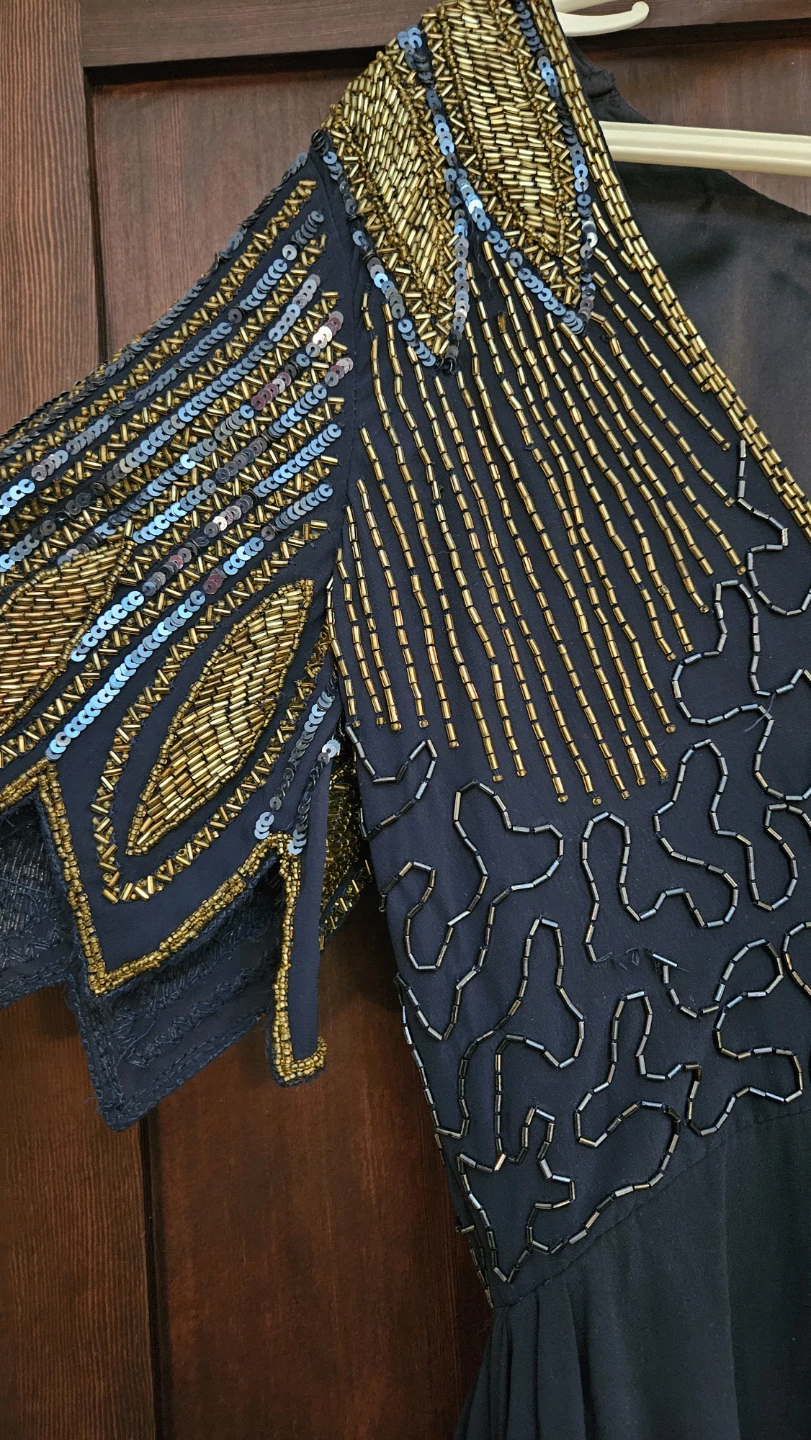 Virgos Lounge Beaded Navy Maxi Dress Size 12