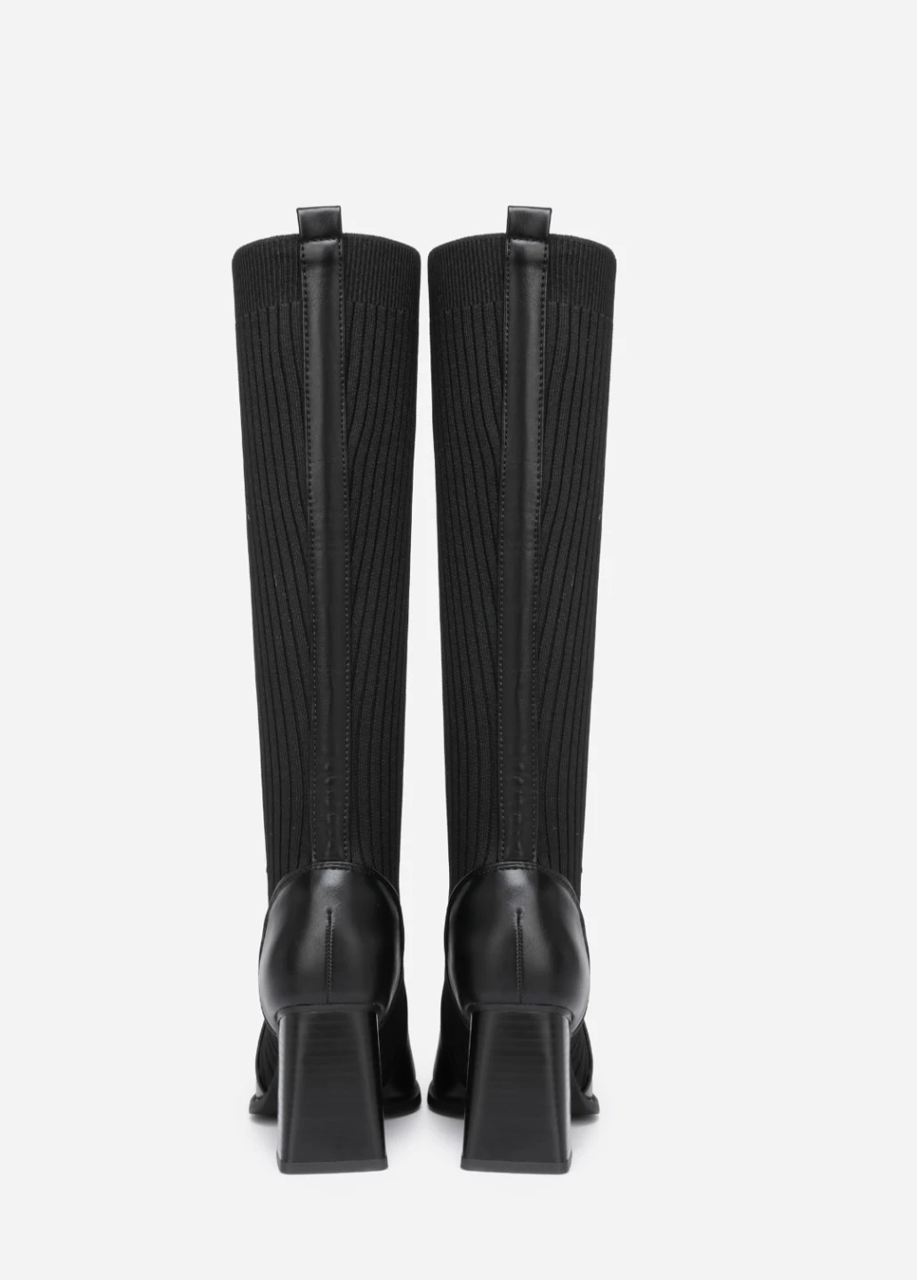 Black Knitted Knee-High Block Heel Boots 🏈 - photo 3