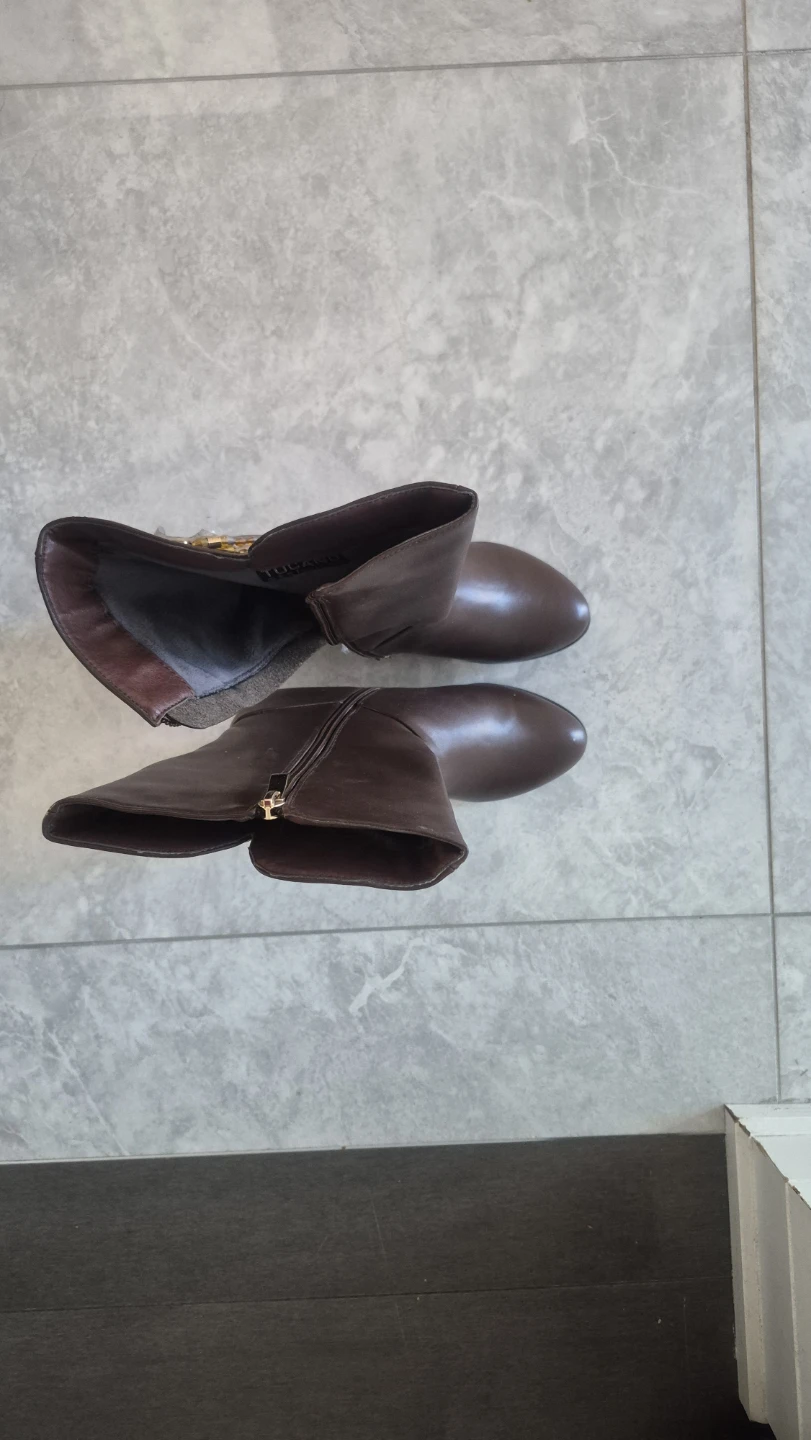 NEW Women's Brown Leather Mid-Calf Boots – Fleece Lined, US 7 - photo 4