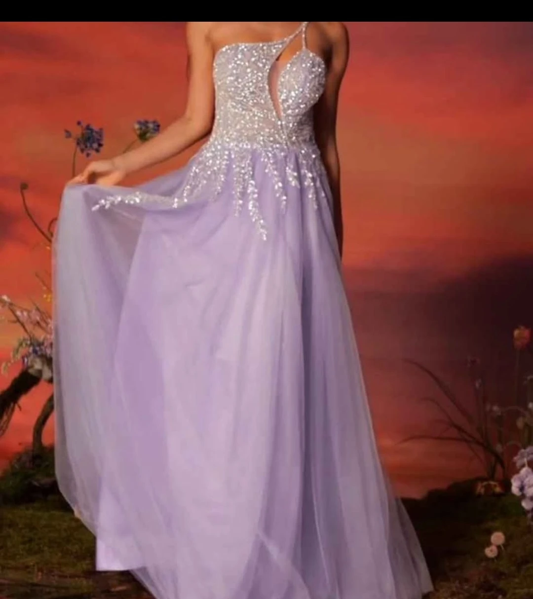 Lavender Sequin One-Shoulder Formal dress - photo 4