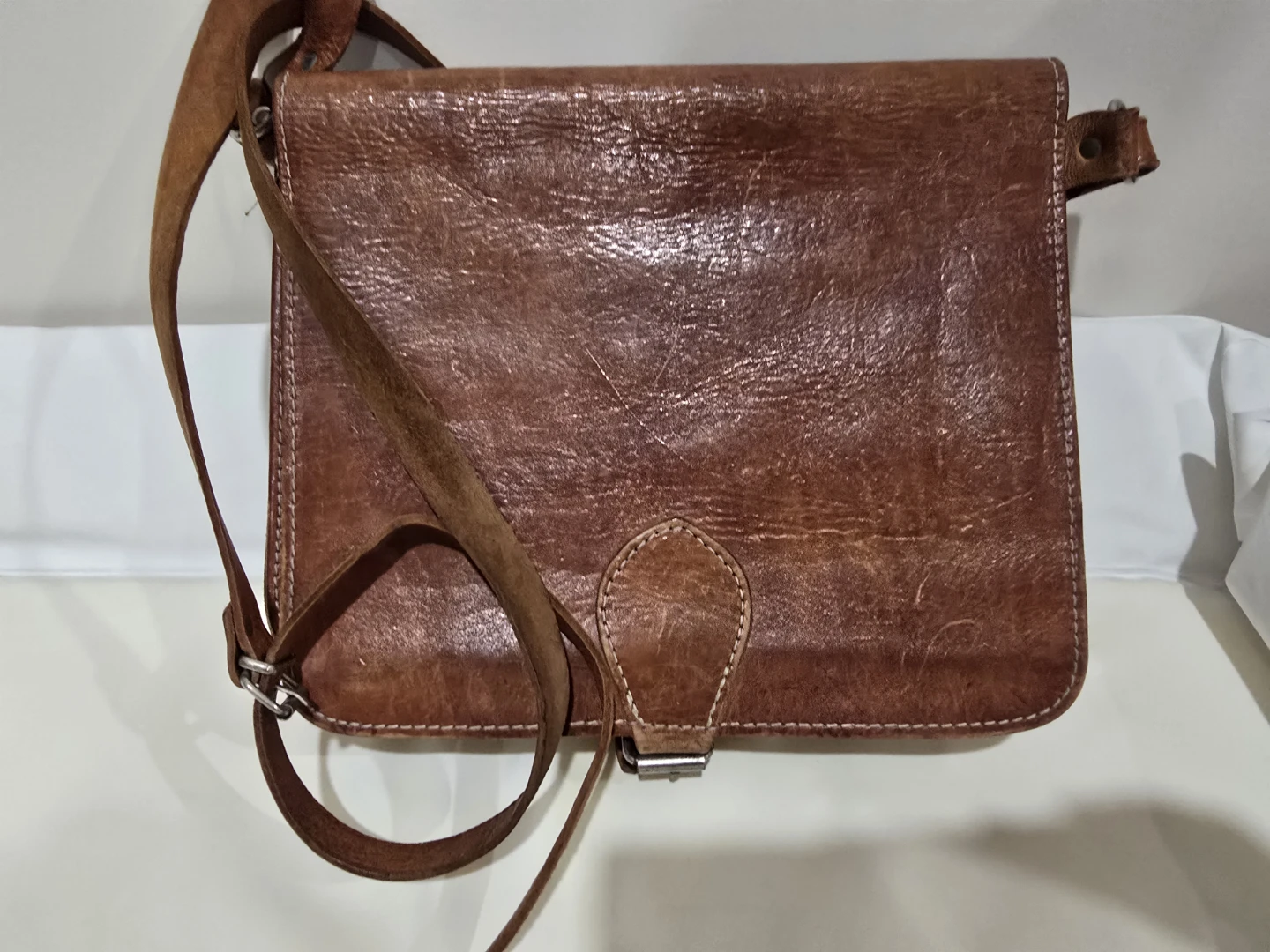 Brown Leather Crossbody Bag Made in Greece