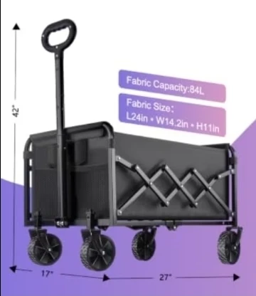 Black Folding Wagon with 84L Capacity