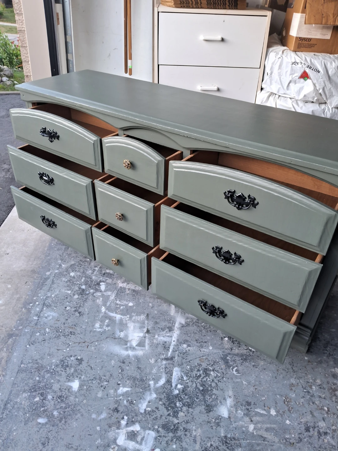 Olive Green Nine-Drawer Dresser - photo 5