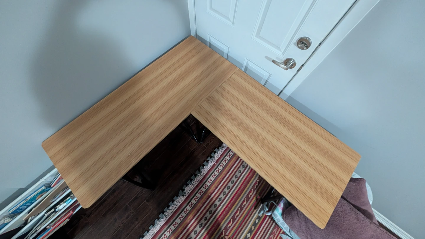 L-Shaped Study or Work Desk with Wood Finish