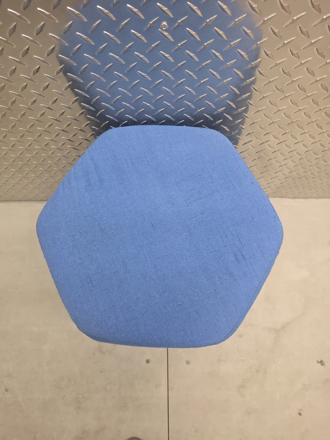 Blue Hexagonal Fabric Footstool - photo 3