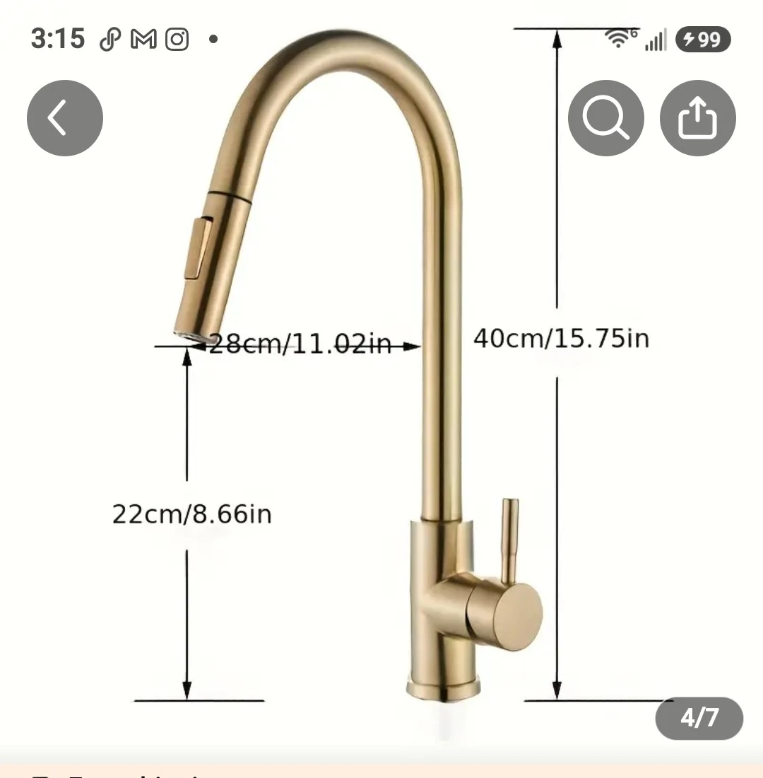 Brushed Golden Pull-Down Kitchen Faucet