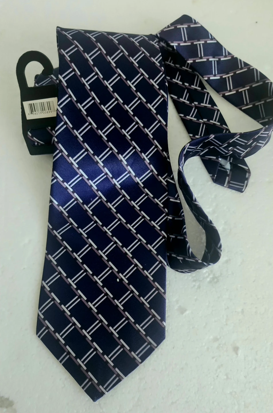 Robert Scott Adams Men's Navy Blue Geometric Grid Dress Tie