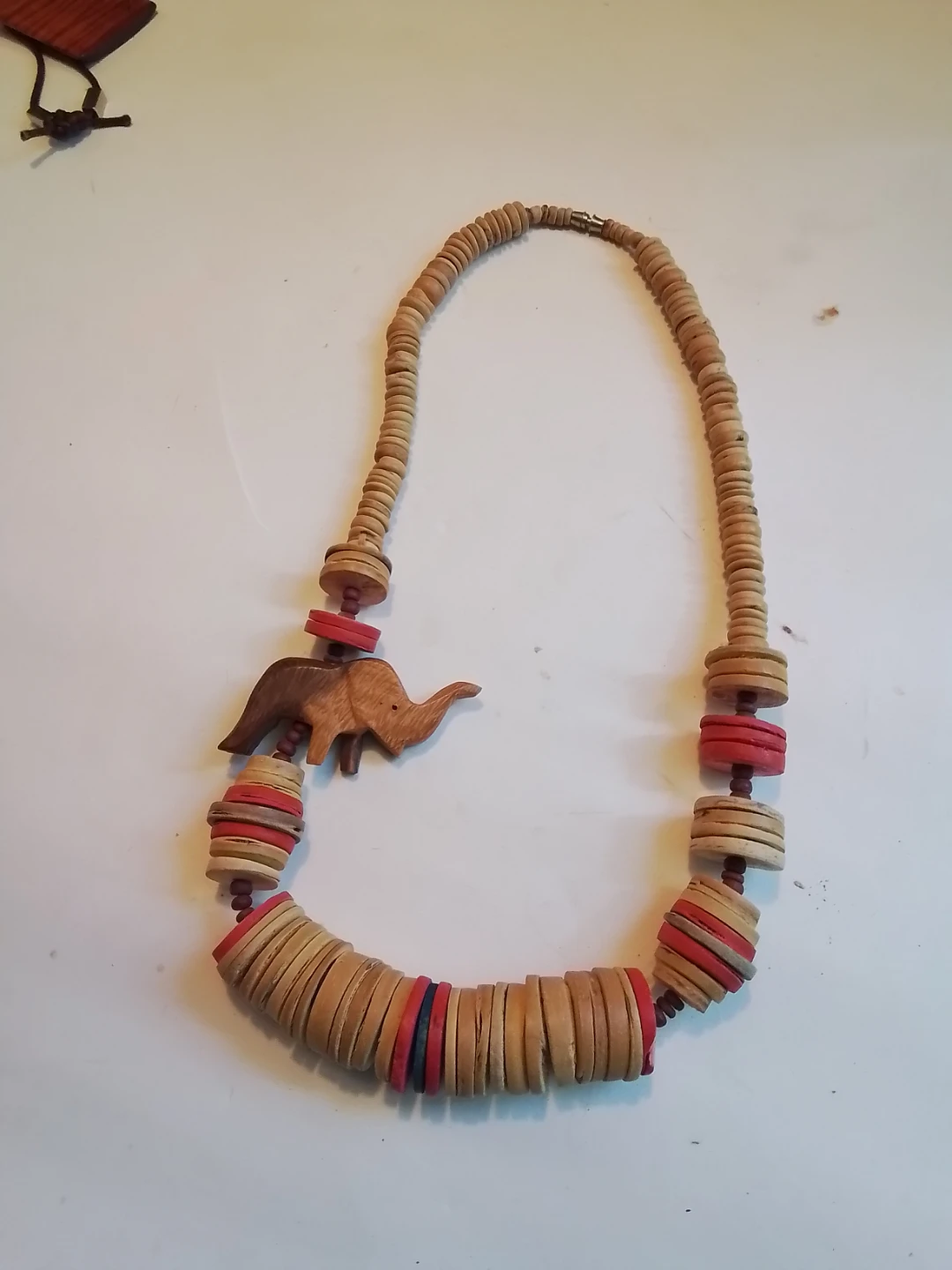 Wooden Elephant Beaded Necklace