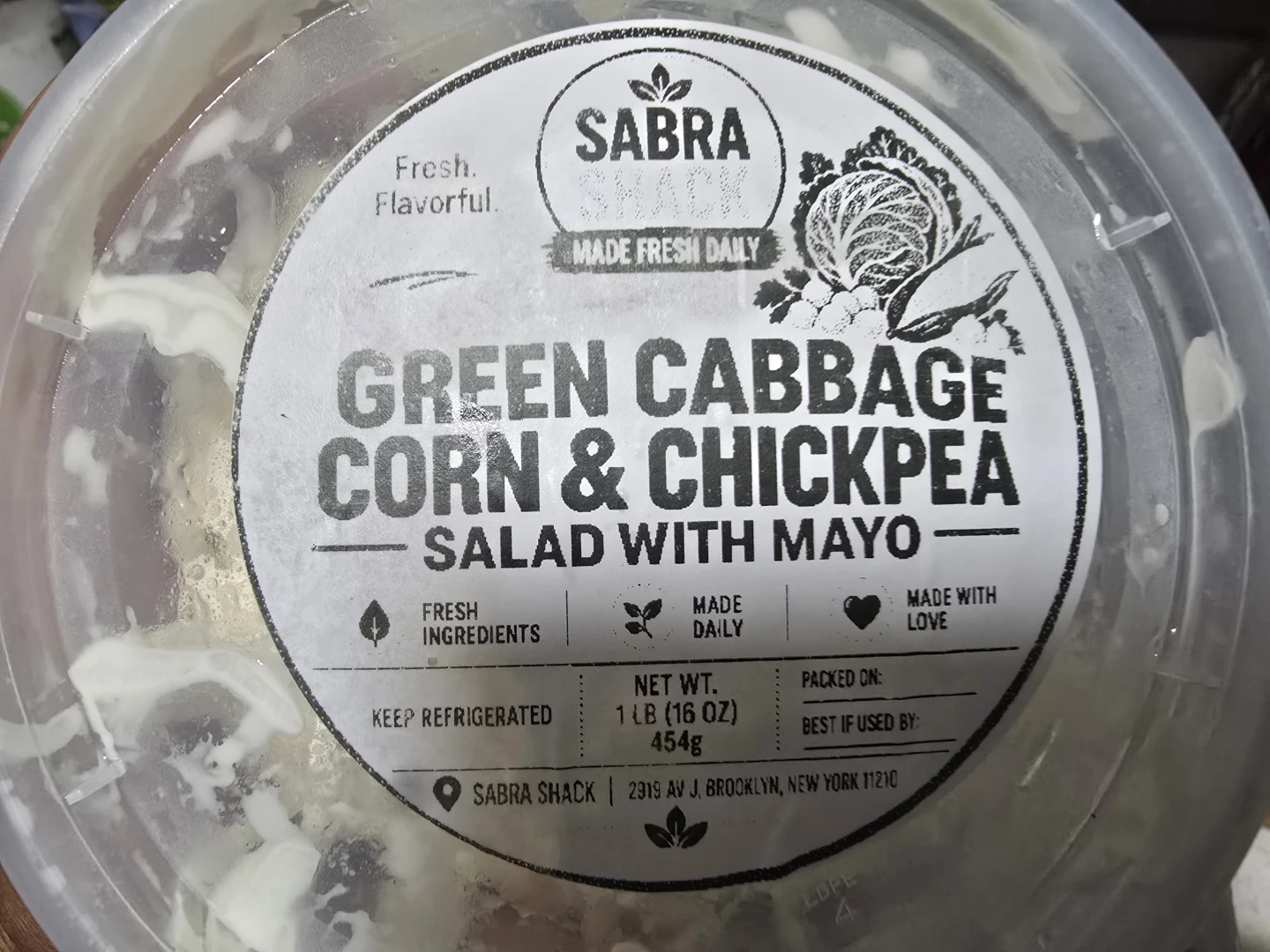 Sabra Shack Green Cabbage, Corn & Chickpea Salad