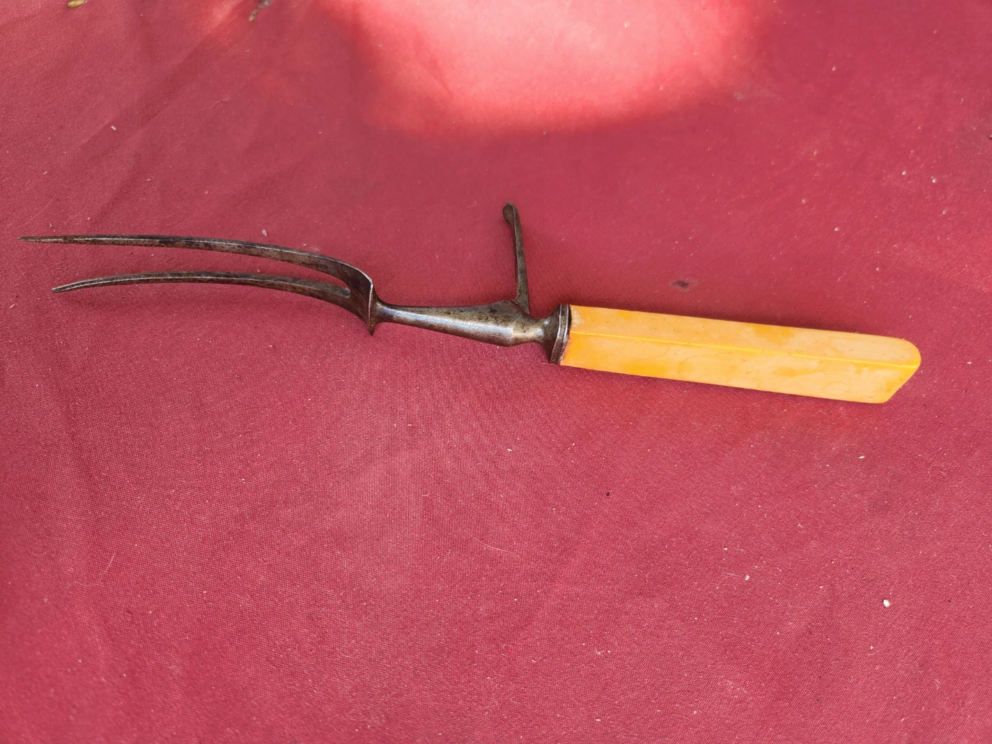 Vintage Carving Fork with Amber Handle