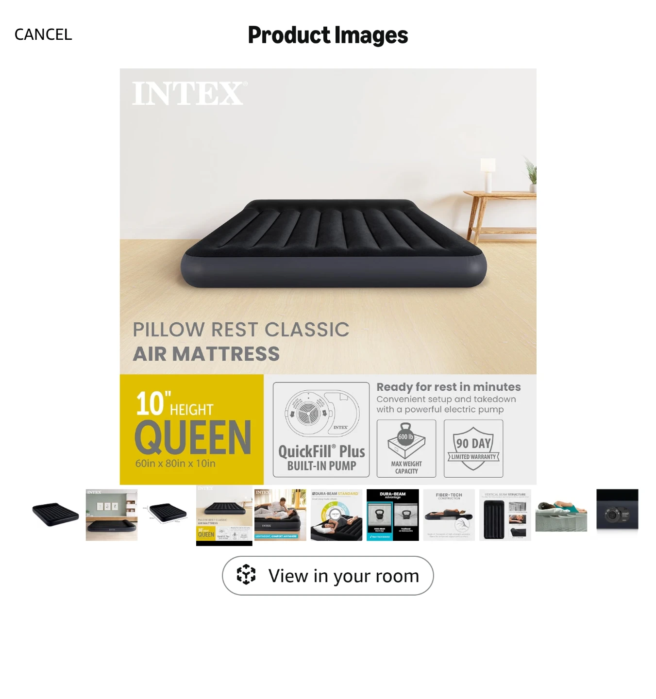 Intex Queen Pillow Rest Classic Air Mattress - photo 4