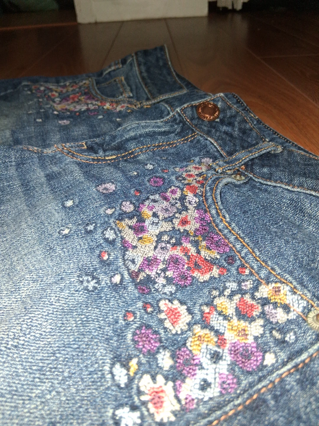 American Eagle Floral Denim Shorts
