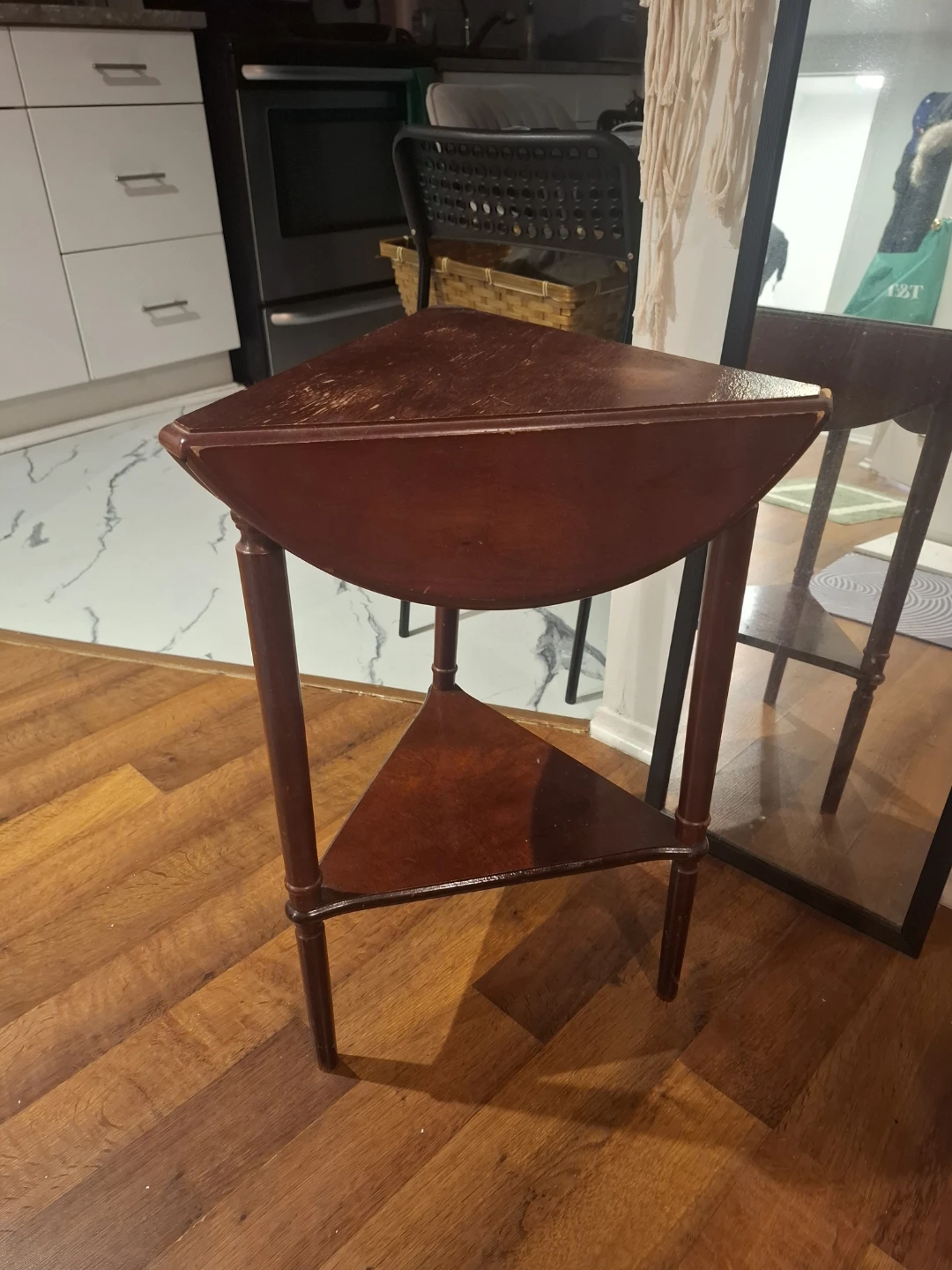 Vintage Wooden Corner Side Table