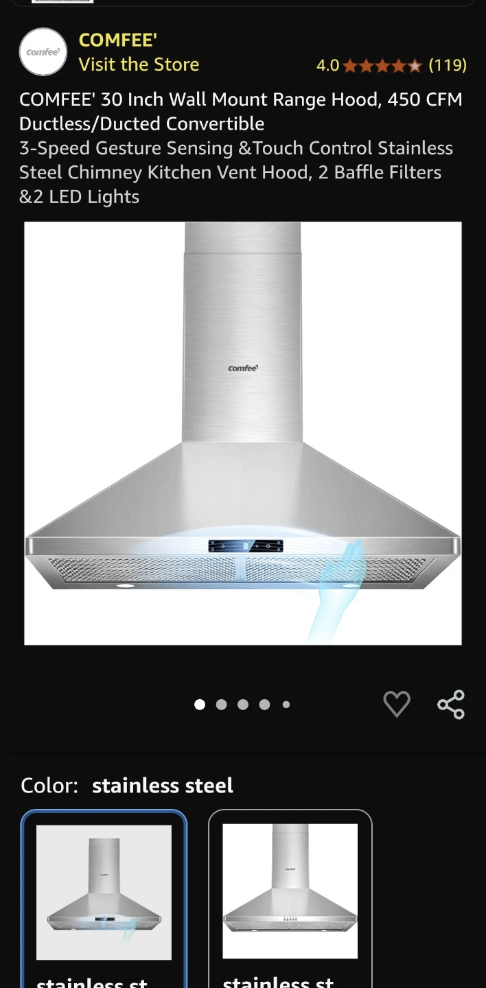 COMFEE' 30 Inch Wall Mount Range Hood