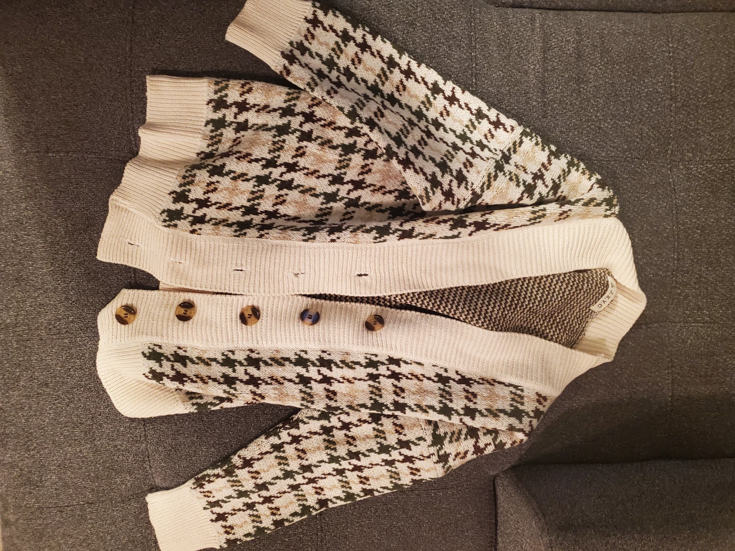 J.X.Y.C Houndstooth Pattern Button-Up Cardigan