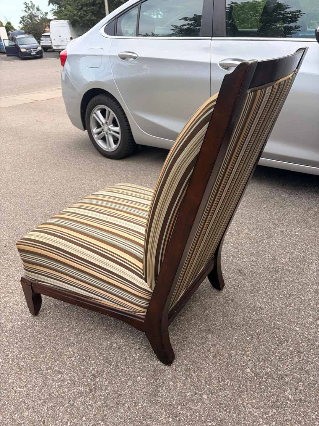 2 Striped Upholstered Accent Chair - photo 4
