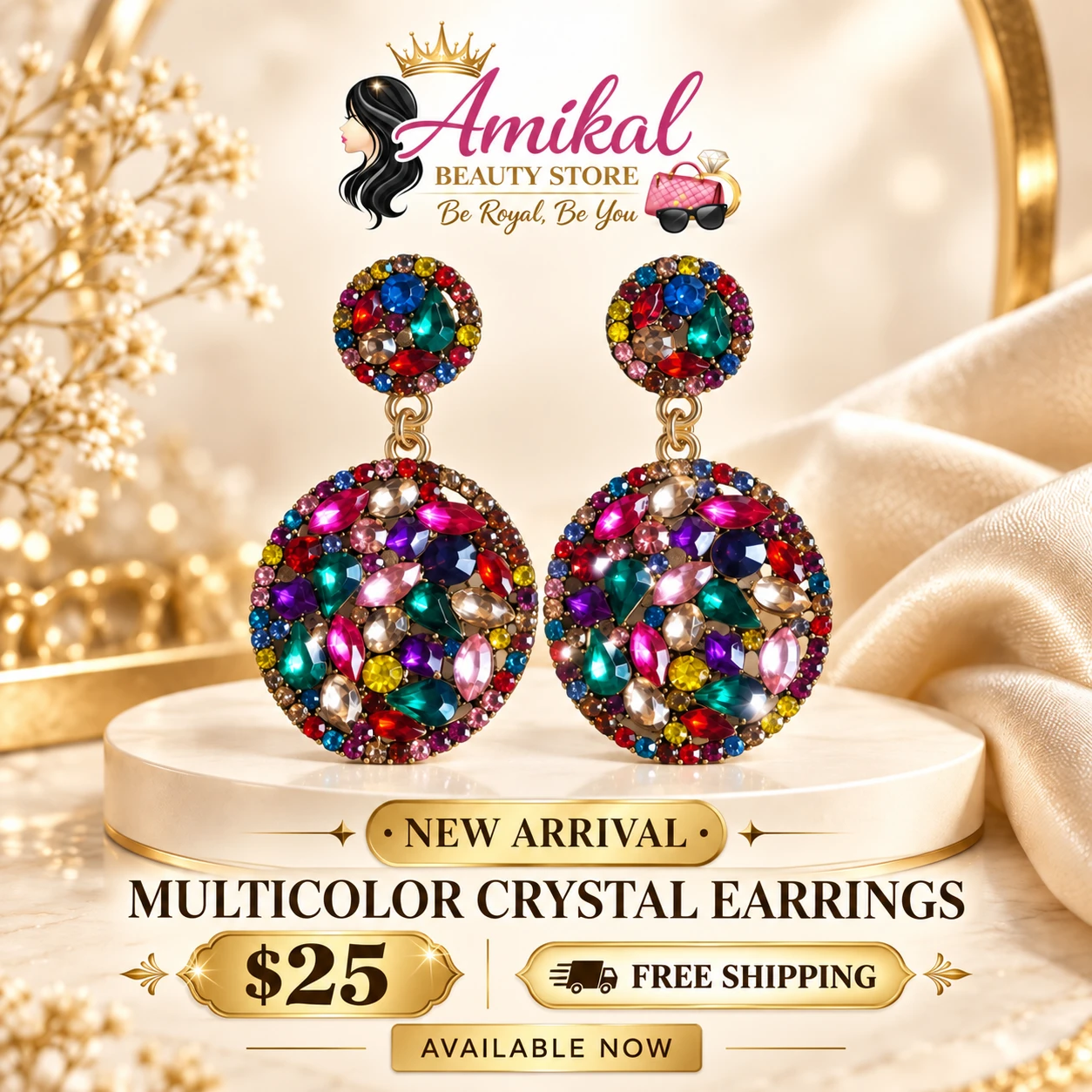 Amikal Multicolor Crystal Earrings