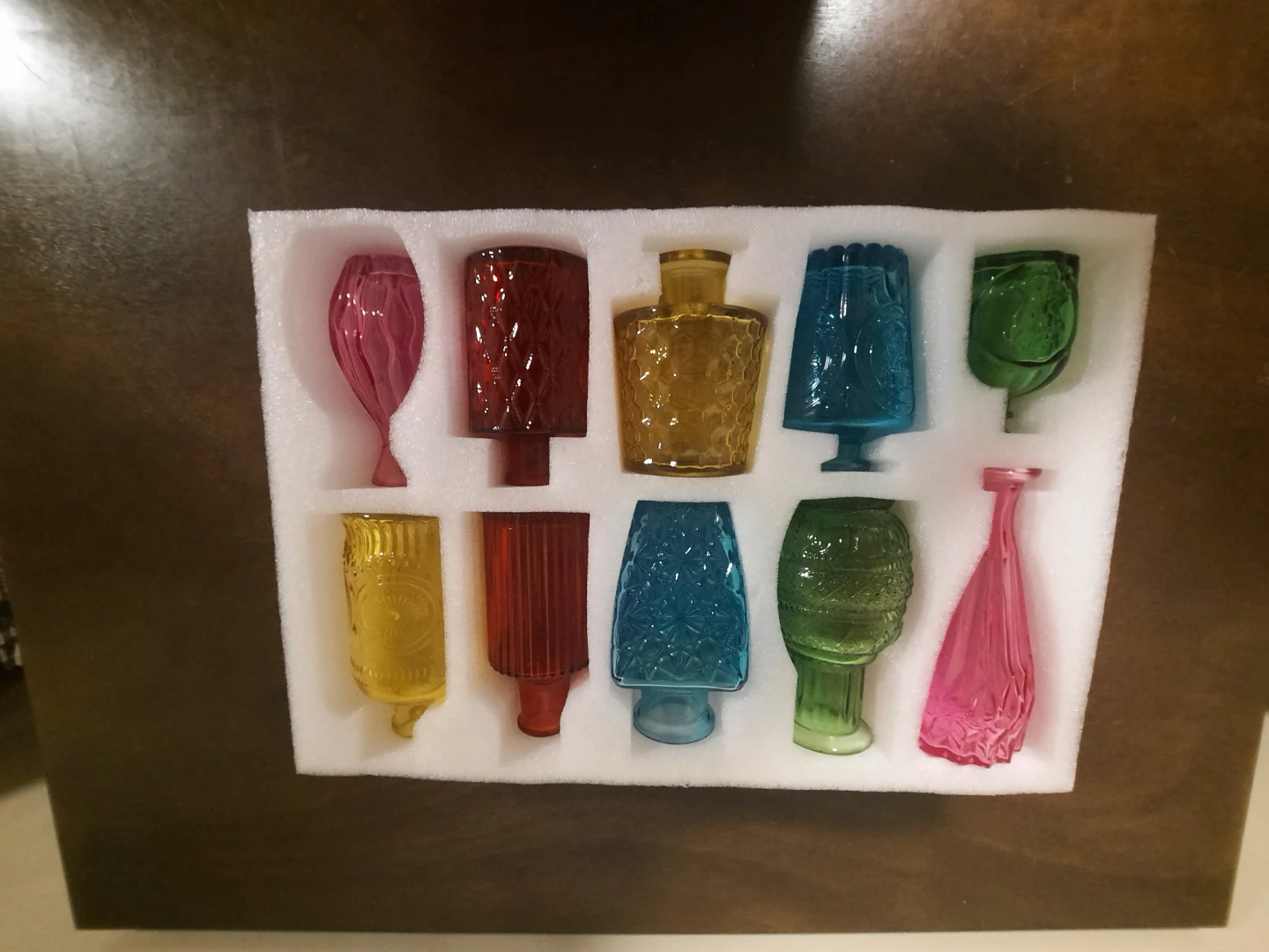 Set of 10 Small Decorative Glass Vases