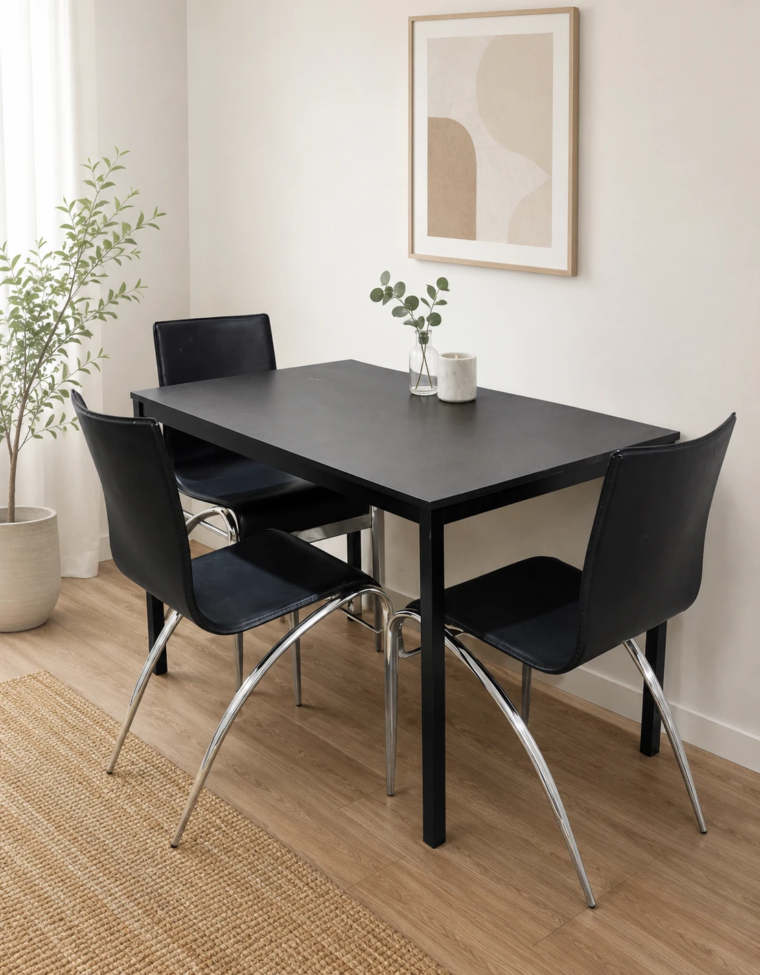 Black Dining Table with  Chairs