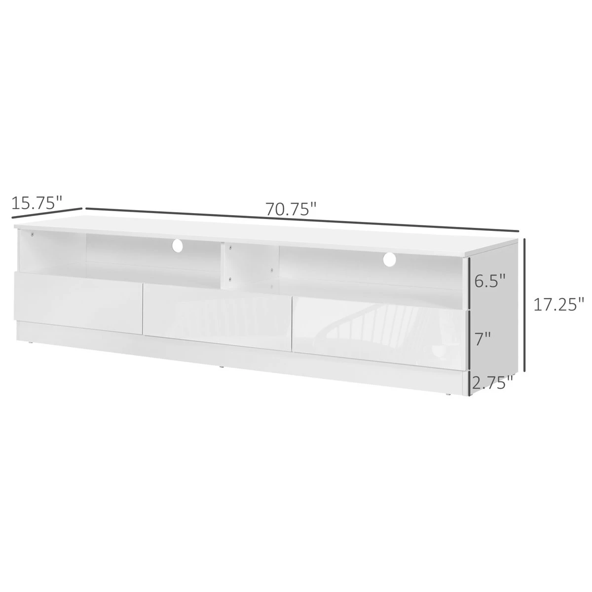 White TV Stand with LED Lighting up to 78" - photo 4