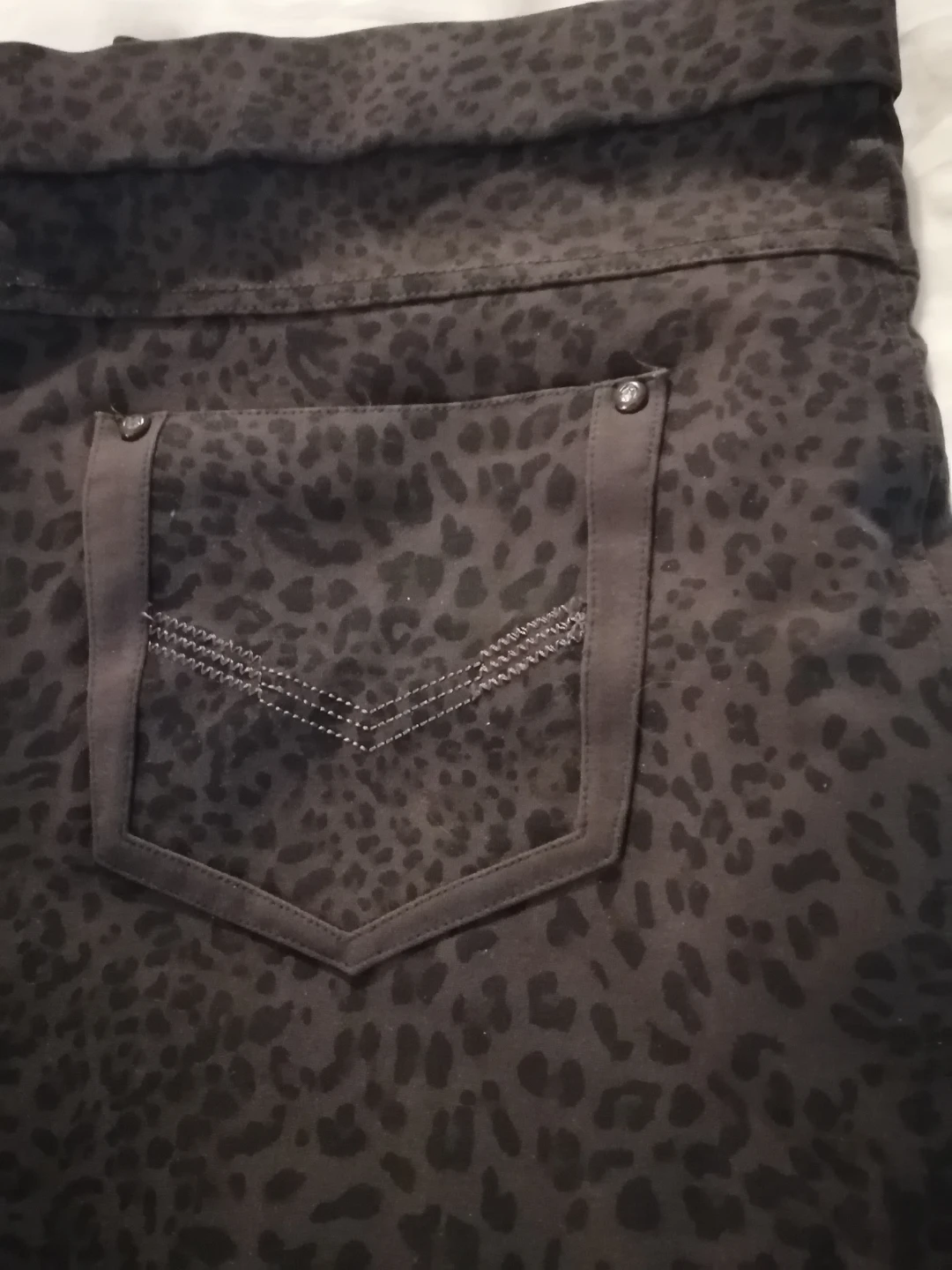 Black Leopard Print Pants. Size 42