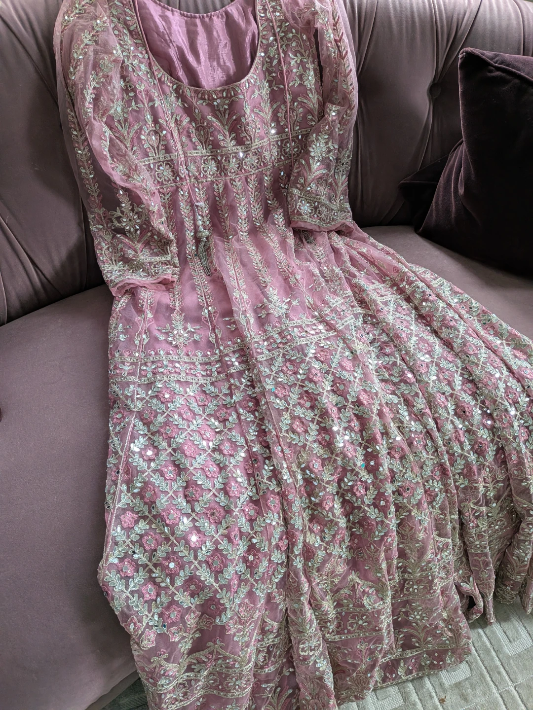 Pink Embroidered Anarkali Dress - photo 2