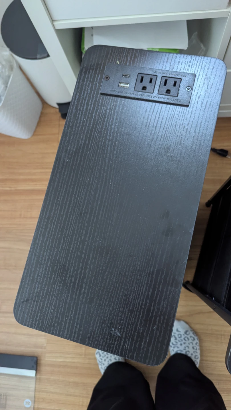 Pair of narrow black nightstands with charging stations - photo 2