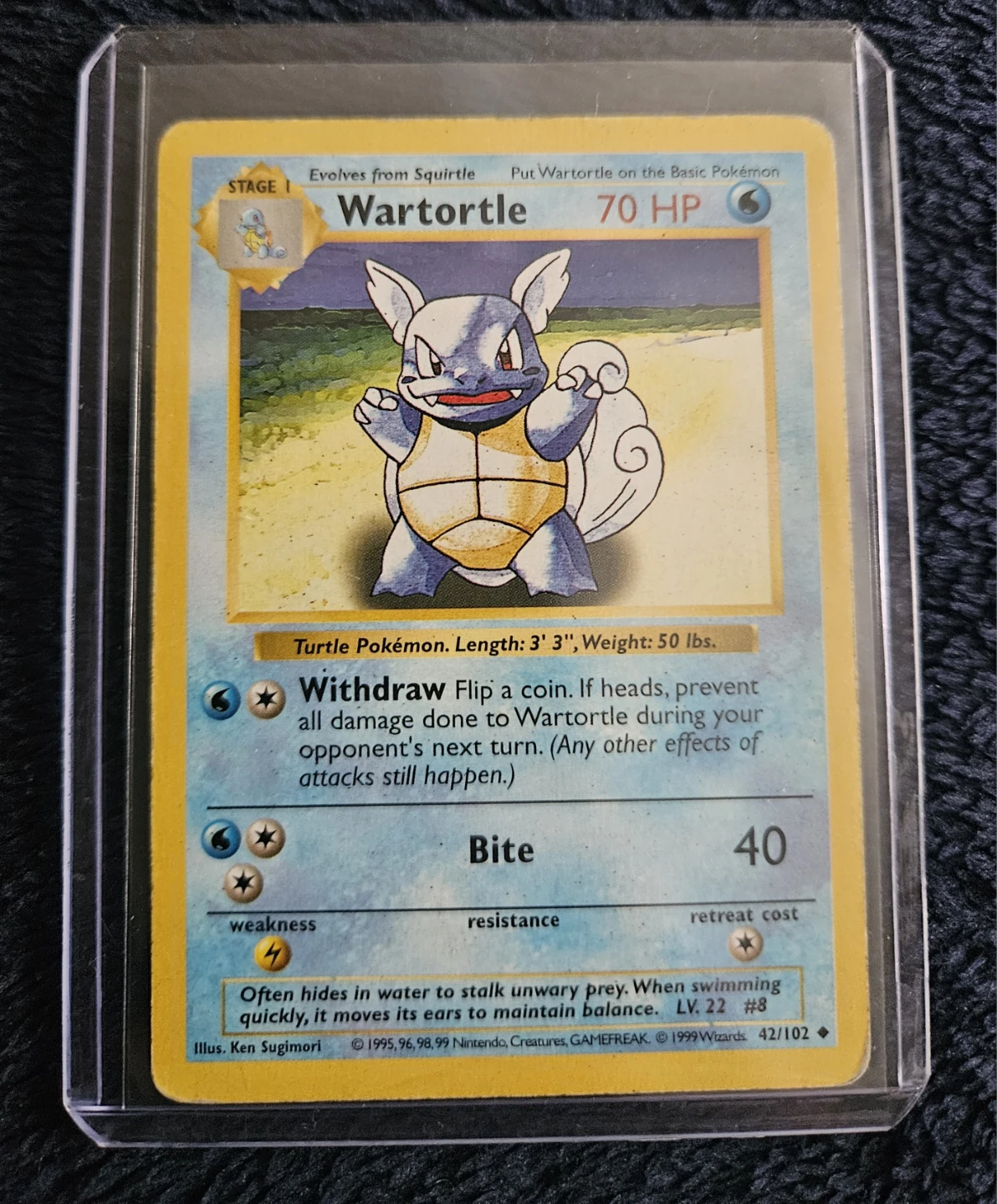 Pokémon Wartortle 42/102 Base Set Shadowless First Edition