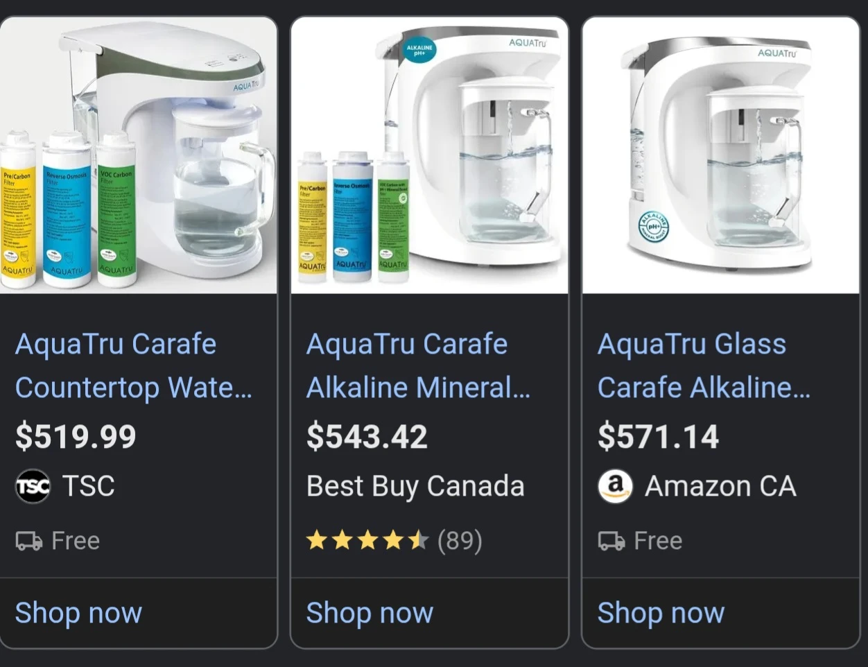 AquaTru Carafe Countertop Water Purifier
