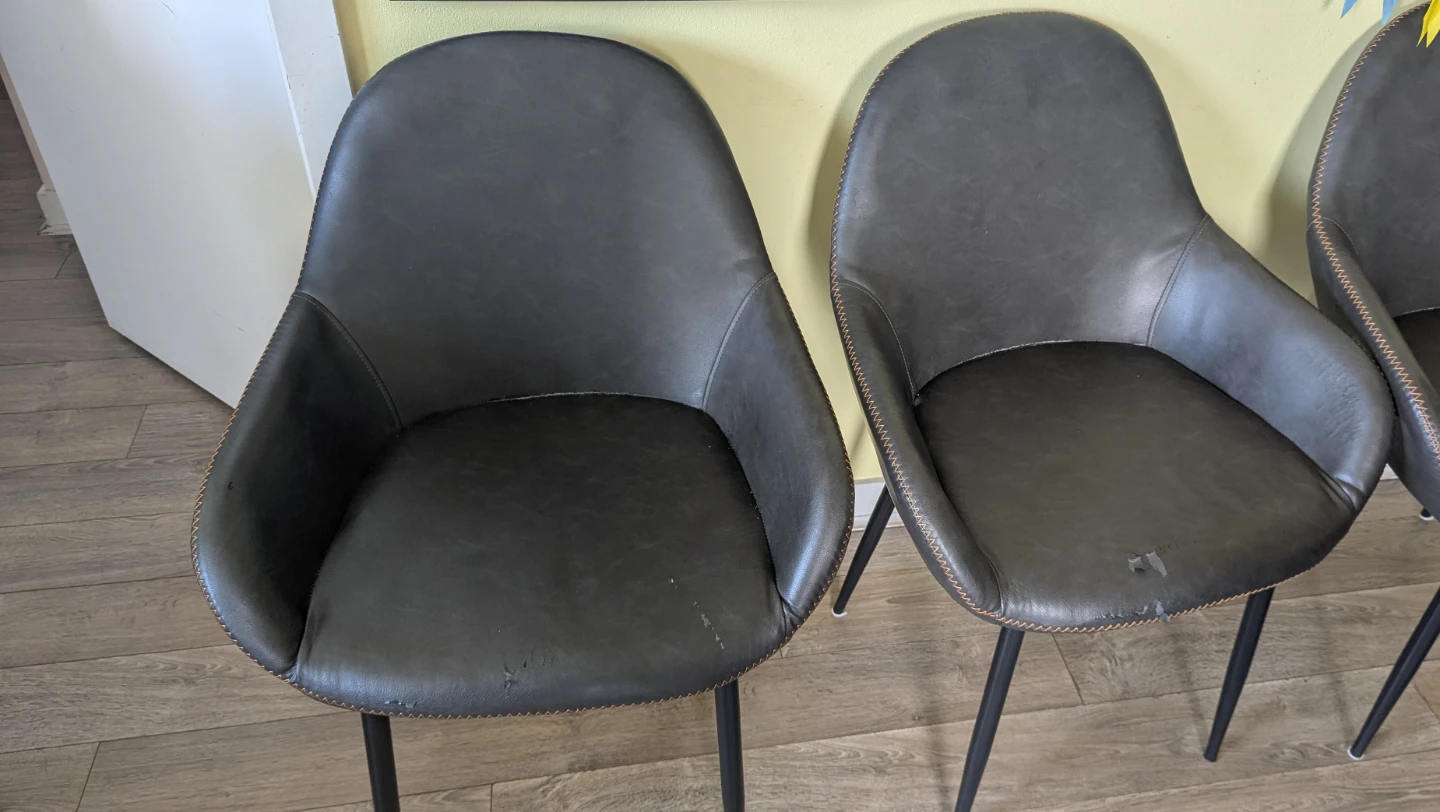 Set of 4 Modern Dark Grey Faux Leather Dining Chairs