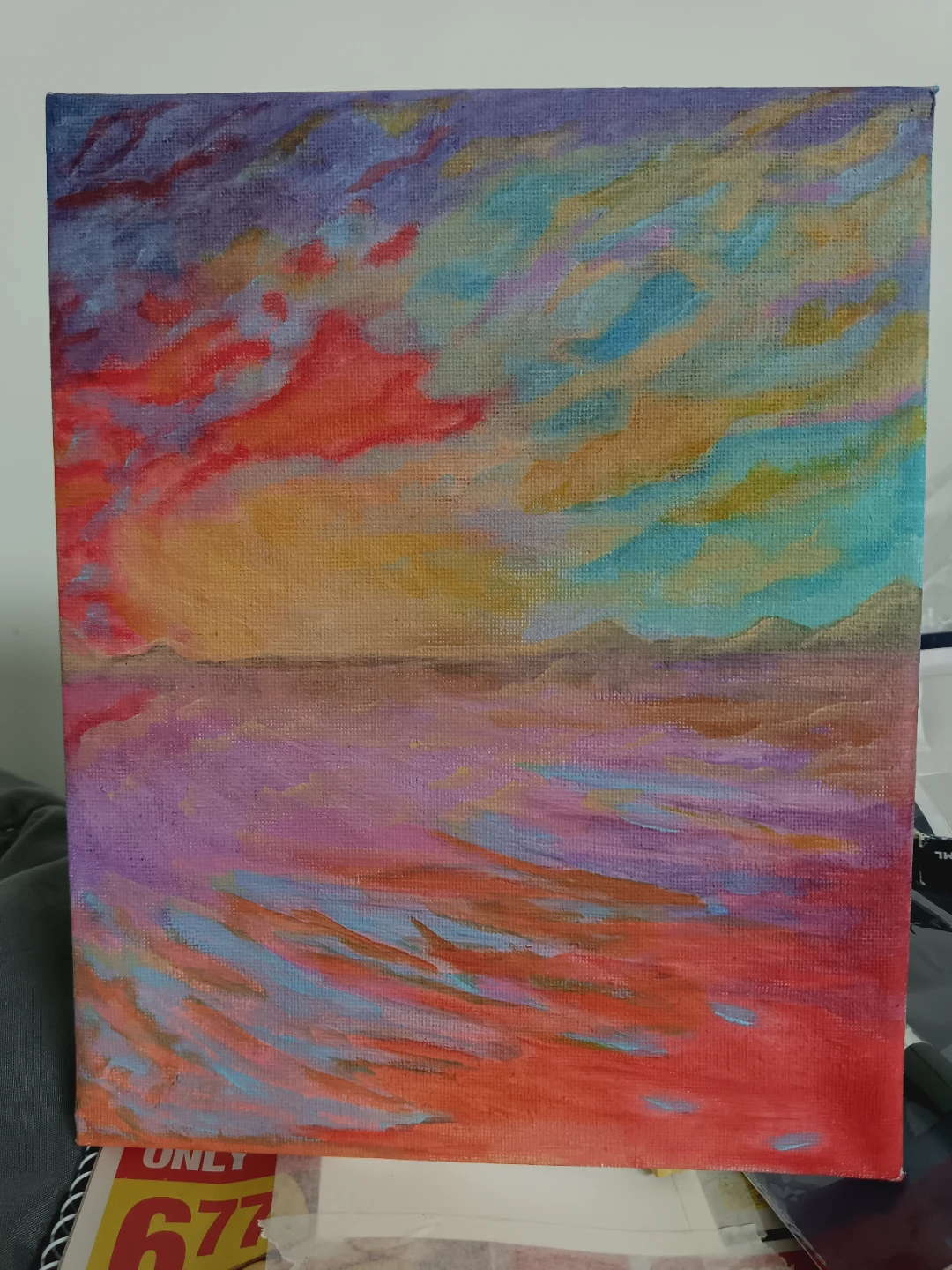 Abstract sunset canvas painting