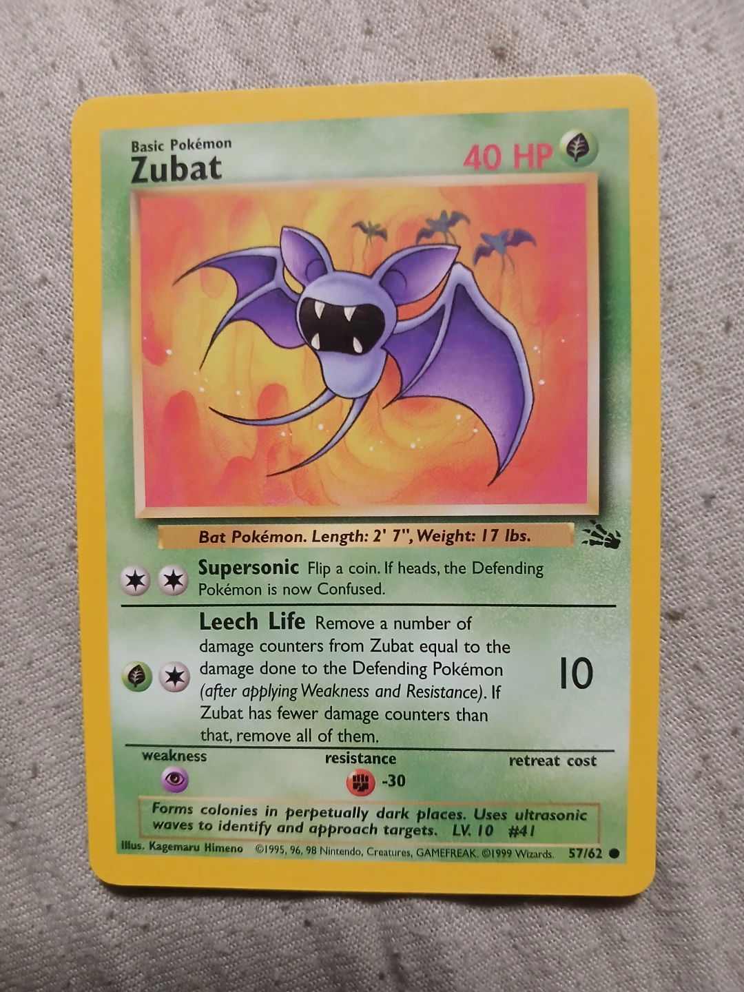 Zubat 57/62 1999 Pokémon Card