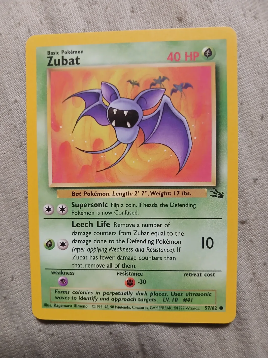 Zubat 57/62 1999 Pokémon Card