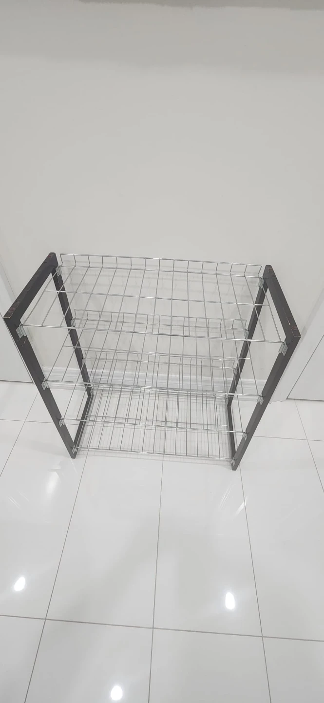 Four-Tier Metal and Wood Shoe Rack