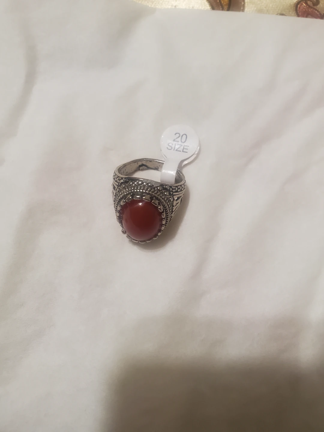 Vintage style red stone ring size 20